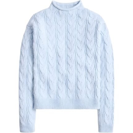 Cruxsupply Premium Cable Knit Light Blue Crewneck Sweater Soft Everyday Essential