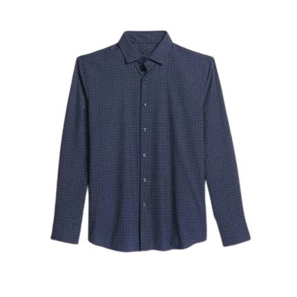 CruxSupply Navy Micro-Print Long Sleeve Button-Down Shirt